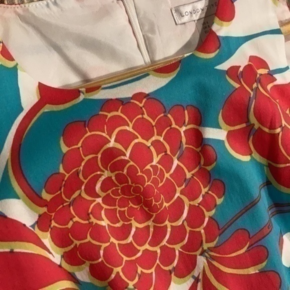 London Times aqua pink white tropical floral sleeveless sundress shift dress 4 - Picture 11 of 12